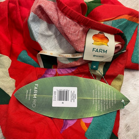 NWT💕Farm Rio Heliconia Halter Crop Top in Heliconia Red Size M - Picture 13 of 15